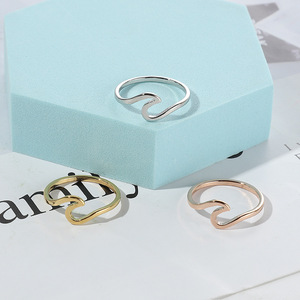 Edelstahl Neuer Modischer Einfacher Schmuck Wellenring Damen Ozean-Surf-Wellenring Minimalistische Ringe - Product Image 5