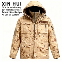 Veste de travail réversible coupe-vent à capuche en jean camouflage pour homme, personnalisée, marque privée, écologique, avec intérieur en soie, vente en gros 2026