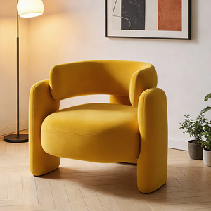 Poltrona Moderna in Velluto con Braccioli Curvi, <span class=keywords><strong>Sedia</strong></span> Imbottita Singola <span class=keywords><strong>per</strong></span> <span class=keywords><strong>Soggiorno</strong></span>, Camera da Letto, Arredamento Casa - Product Image 2