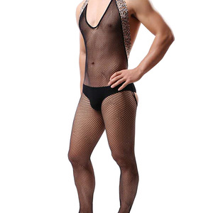 Body résille imprimé léopard pour homme, taille haute, en Spandex et Nylon, collection Printemps 2024 - Product Image 3