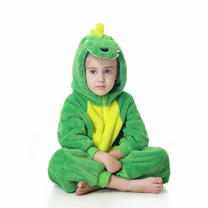 TONWHAR tutina Unisex da dinosauro verde con chiusura a cerniera per bambini <span class=keywords><strong>pigiama</strong></span> con cappuccio un pezzo comodo <span class=keywords><strong>pigiama</strong></span> da notte per bambini - Product Image 3