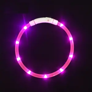 Leuchtendes leuchtendes Blinklicht im Dunkeln Perro Haustier Katze USB Wiederauf lad bares LED-Hunde halsband für Nachts icherheit