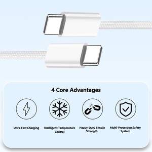 <span class=keywords><strong>C</strong></span>âble <span class=keywords><strong>USB</strong></span> en Nylon Tressé Pas Cher PD 60W Charge Rapide Type-<span class=keywords><strong>C</strong></span> <span class=keywords><strong>vers</strong></span> Type-<span class=keywords><strong>C</strong></span> <span class=keywords><strong>C</strong></span>âble de Données 1m 2m 3A Double <span class=keywords><strong>USB</strong></span>-<span class=keywords><strong>C</strong></span> pour Téléphone Mobile - Product Image 4