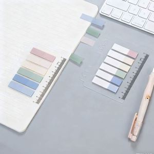 Marcadores de Página Autoadhesivos Multifuncionales con Índice de Colores Degradados, Notas Adhesivas, Regla Transparente, Material de Oficina PET - Product Image 6