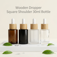 Flacons compte-gouttes cylindriques carrés en verre de 30 ml pour huiles essentielles, avec estampage doré, pour sérum de soin et crème visage, diffuseur
