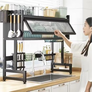 Công Suất Lớn Tổ Chức <span class=keywords><strong>2</strong></span>-Tier Carbon Thép Nhà Bếp Lưu Trữ Món Ăn <span class=keywords><strong>drainer</strong></span> Khô Giá Trong Các Bồn Rửa - Product Image 3