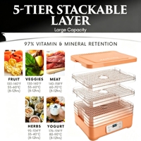 Déshydrateur de fruits empilable 5 en 1, 300 W, 30-70 ° Déshydrateurs à minuterie 24H pour fruits, légumes, herbes et viande séchée