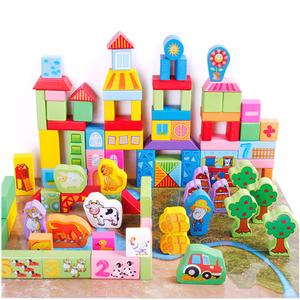 Children Wooden 100 Pieces DIY Stacking Building Block Sets Kit Baby Montessori Educational Toys for Toddler Kids Boys Girls - Product Image 5