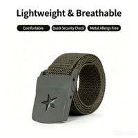 Ceinture tactique en toile de nylon pour hommes, boucle en plastique, pour la chasse, la randonnée et les sports de plein air, vente en gros