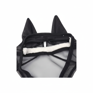 Capó de mosca ecuestre de alto modelo para caballos Máscara de mosca de cuero y malla para montar y competir Disponible en rojo - Product Image 1