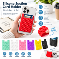 Portefeuille de téléphone 2-en-1 en silicone à ventouse, mains libres, pour selfies, avec poche pour cartes de crédit et d'identité, logo personnalisé, cadeau promotionnel