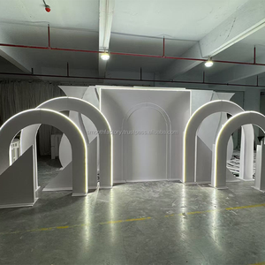SMOOTH, recién llegado, puerta de arco blanca moderna, fondo 3D de PVC, decoración de escenario de Evento de boda grande con iluminación para pared de fondo - Product Image 3