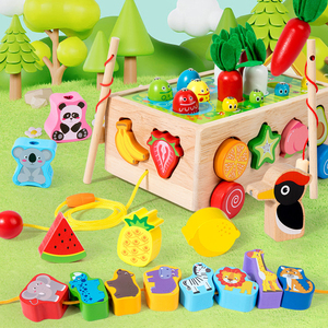 WH Boîte d'activités multifonctionnelle en bois en forme de carotte, avec fonction de capture d'insectes, jouet de construction et d'association - Product Image 1