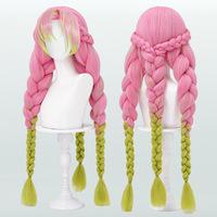 Peluca de Cosplay Estilo Anime, Semitermoadherida, con Trenzas de Colores Degradados, Cabello Largo, Alta Densidad PQ, Venta al Por Mayor, Senmu Beauty