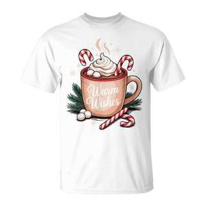 T-shirt « Warm Wishes Hot Cocoa Christmas Candy » au design festif et confortable - Product Image 1