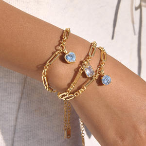 Nuevas Pulseras de Cadena a la Moda, Chapadas en Oro de 18k PVD, Joyería de Acero Inoxidable Resistente al Agua, Pulsera con Dije de Corazón de Circonio de Calidad - Product Image 3