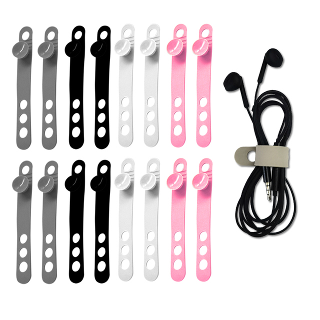 Factory Supply Earphone Wrap Cable Winder Releasable Cable Tie Silicone Cable Tie