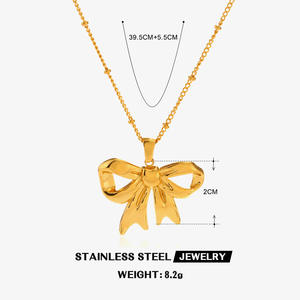 Alto pulido Irregular Bowknot colgante collar venta al por mayor China proveedor diseñador exquisito Bowknot encanto collar - Product Image 6