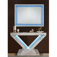 Table console de luxe scintillante effet diamant broyé avec miroir, mobilier de haute qualité - Offre Spéciale