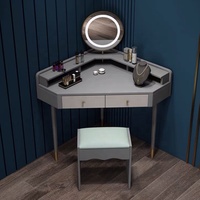 Mobilier d'angle moderne pour la chambre à coucher et la maison Coiffeuse géométrique avec 2 tiroirs et miroir
