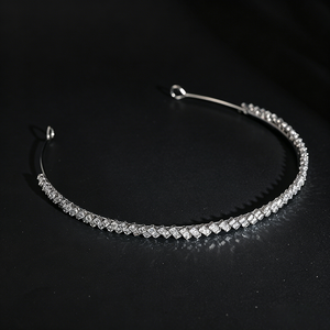 Serre-tête de mariée géométrique carré en zircon cubique, bandeau de cheveux de <span class=keywords><strong>mariage</strong></span> scintillant en forme de losange CZ, accessoires de coiffure de mariée - Product Image 5