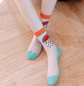 2021 plus récent fruit élastique mignon été chaussettes cristal Transparent soie chaussettes femmes - Product Image 6