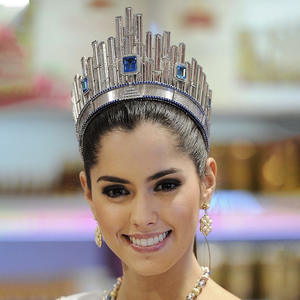 Couronne de Reine de Beauté Ajustable Ronde Miss Monde Championne Spectacle Scénique Cristal Baroque Grande Couronne - Product Image 4