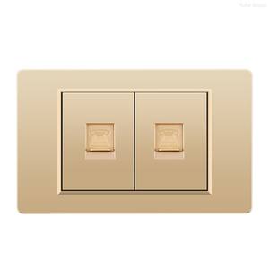 Prise murale RJ11 standard américaine en panneau PC doré, avec connecteur JC et interrupteur combiné - Product Image 4