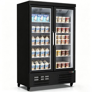 Congelador bajo mostrador duradero con dos puertas de vidrio, equipo de refrigeración comercial para alimentos congelados, uso en heladerías. - Product Image 3