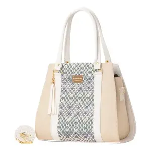 Bolso Tote Mediano de Yute para Mujer Fana Fauna, con Estampado de Leopardo Blanco, Bolso de Playa - Product Image 3