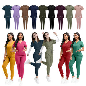 2025 populaire col en V ceinture élastique Stretch infirmière uniforme médical gommage ensemble gommage costumes pour les femmes - Product Image 6