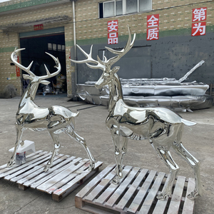 Scultura di Cervo Maschio e Femmina Personalizzata per Decorazione d'Interni, Grande Formato, Sculture di Cervo con Elettroplaccatura Argento - Product Image 3