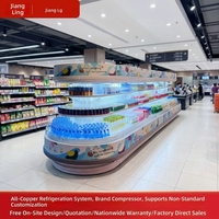 Vitrine Réfrigérée Commerciale Ouverte à Refroidissement par Air, Congélateur à Rideau d'Air pour Supermarché, Boissons et Fruits Frais