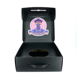 Logotipo personalizado de cartón plegable sombrero de béisbol embalaje caja de regalo sombrero negro caja de envío con asa - Product Image 3