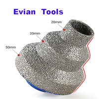 Evian 20 35 50mm Meule diamantée à pas variable, filetage M10, pour l'élargissement de trous dans les comptoirs en pierre de quartz