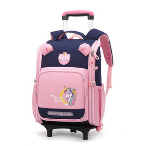 Cartables primaires pour filles-Cartables à roulettes pour enfants de grande capacité 1er-6e année-Protection de la colonne vertébrale Sacs à double épaule - Product Image 2