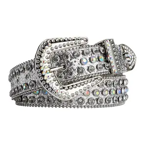 Luxury Designer Diamond BB Simon Belts Western Men Women Crystal Leather Studded Rhinestone Buckle Accessories Custom