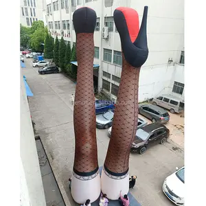 巨型性感黑色充气女士腿雕塑高跟鞋广告