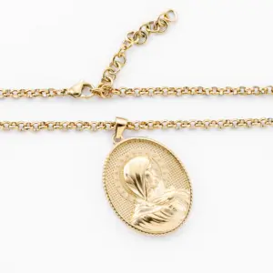 Mucizevi hıristiyan 18k altın paslanmaz çelik katolik Vintage madalya dini kolye Mary bakire bizim Lady kolye takı