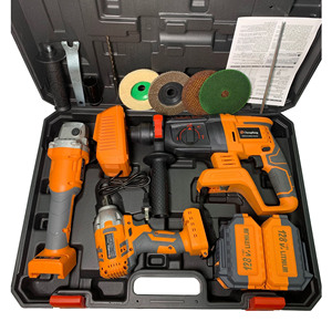 Juego de 3 Herramientas Eléctricas Portátiles: Taladro Percutor de Litio, Llave de Impacto Inalámbrica sin Escobillas y Herramienta Combinada - Product Image 1