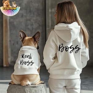 QQgift 맞춤형 반려견과 주인 커플 스웨트셔츠 세트 반려동물과 주인 커플 후드티 반려견과 주인 커플룩 연인 선물 반려동물 후드티 - Product Image 1