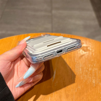 Étui de téléphone fin transparent avec support et porte-cartes 2-en-1 pour iPhone 18 17 Pro Max 16 15 14 13, avec bordure couleur gelée et protection intégrée