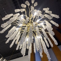 Style européen Art déco maison branche créative luxe aluminium grand salon lustre en cristal goutte de pluie suspension