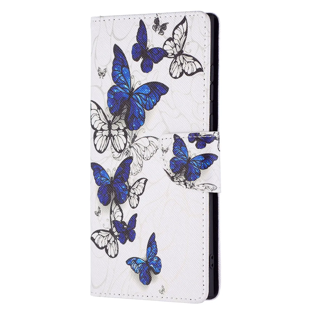 Linda funda de tarjeta de crédito Panda para Samsung Galaxy S21/S22, para Samsung S23 Plus funda de teléfono con tapa de mariposa