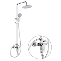 Système de douche mural chromé avec jets de massage doux et pulvérisation, cartouche céramique, design moderne pour hôtels