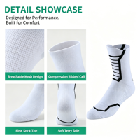 Chaussettes de basket-ball d'entraînement d'équipage professionnel pour hommes de Style américain Elite Running Serviette Bas Hiver Anti-Bactérien Épais