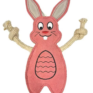 ของเล่นสุนัขกระต่ายสีชมพูอ่อนตัวตุ๊กตายืดหยุ่นได้พร้อมเชือกที่แข็งแรงและรายละเอียดแบบปักสำหรับเคี้ยวเวลาเล่นสนุกกล่องบรรจุ - Product Image 1