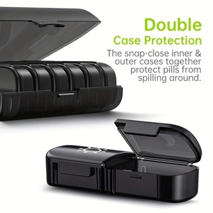 Wholesale Medibox Portable 7 Day 28 Compartments Black PP <b>Plastic</b> Weekly Pill Organizer <b>Large</b> Capacity Travel <b>Container</b> - Product Image 3