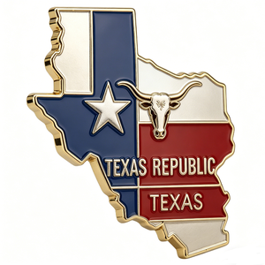 Insignia de recuerdo de graduación de Texas, de aleación de zinc chapada en oro, con forma de mapa, esmaltada y con impresión UV, para la bandera del estado de Texas. - Product Image 4