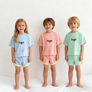 Conjuntos de Shorts Bordados para Niñas al por Mayor, Conjuntos de Dos Piezas de Color Caramelo para Niñas Pequeñas, Ropa de Verano para Niñas - Product Image 1